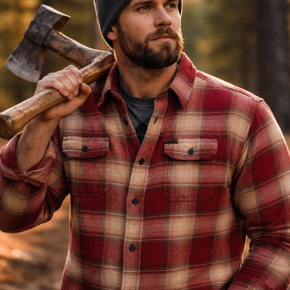 Orvis Big Bear Plaid‎ Heavyweight Flannel Shirt Jacket Mens Large Shacket Cotton